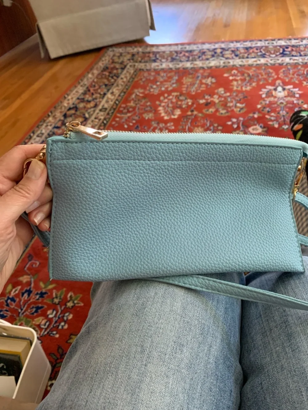 Light Blue Convertible Bag / Pebbled Faux Leather Clutch NWT